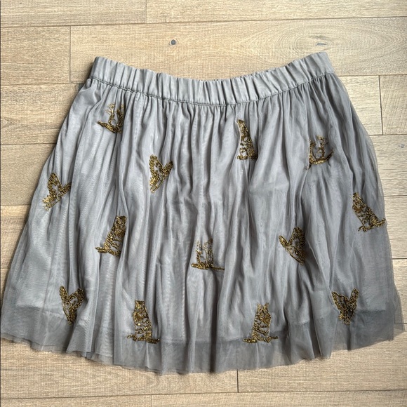 Anthropologie Dresses & Skirts - Moulinette Soeurs Silver Embellished Mini Skirt